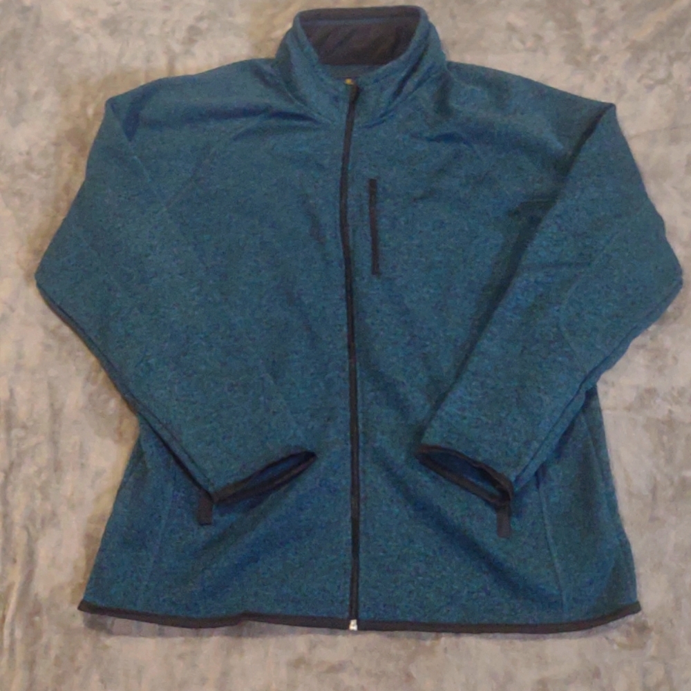 Rugby University Fleece Jacket Men's XL Green Full Zip Outdoor Jacket 3 Zip Pock